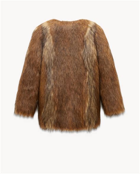 ysl faux fur|Short coat in animal.